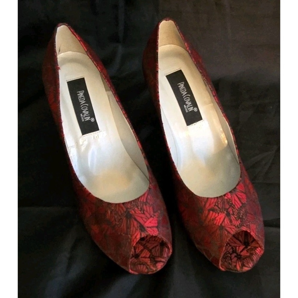 Pineda Covalin Red Floral Woman's Elegant Designer Footwear